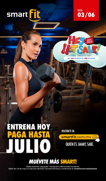 Entrena hoy y paga hasta julio en Smart Fit